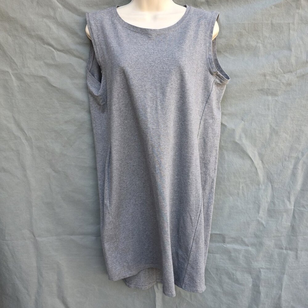Eileen Fisher Size L Organic Cotton Spandex Sleeveless Gray Mini Dress
